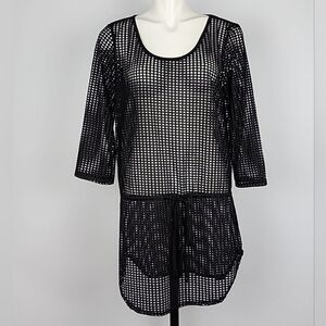 Jordan Taylor Black  Tunic Swim Suit Cover-Up Bathing Suit Cover Size Large